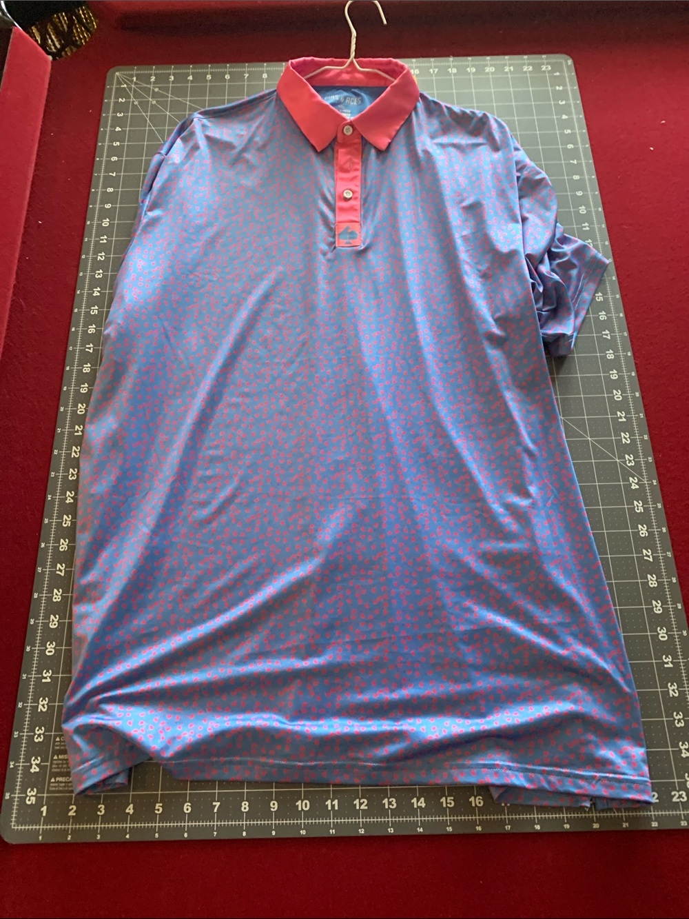 Men's Blue Polo with Red Contrast Collar